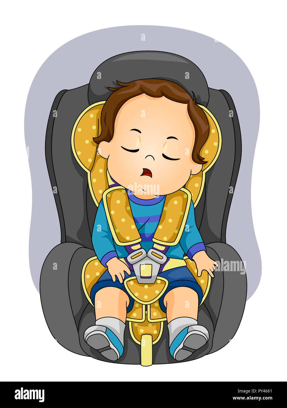 Ilustración de un niño niño niño durmiendo en el coche usando el cinturón  de seguridad Fotografía de stock - Alamy