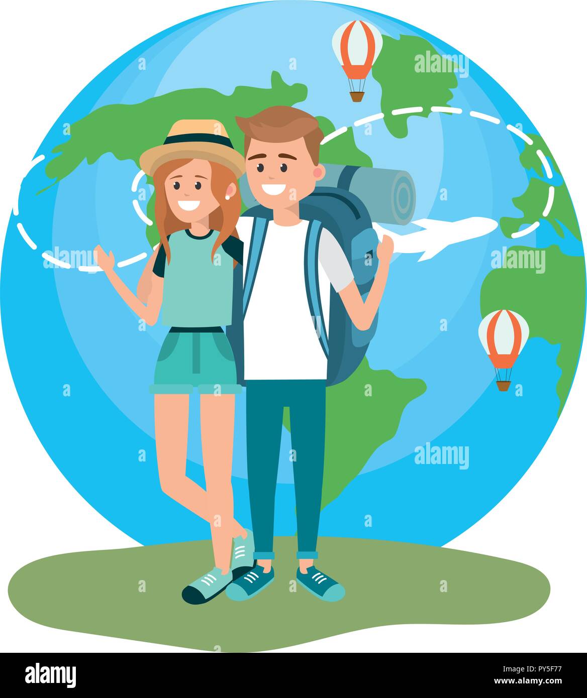 Pareja de turistas caricaturas Imagen Vector de stock - Alamy Pareja de turistas caricaturas Imagen Vector de stock - Alamy