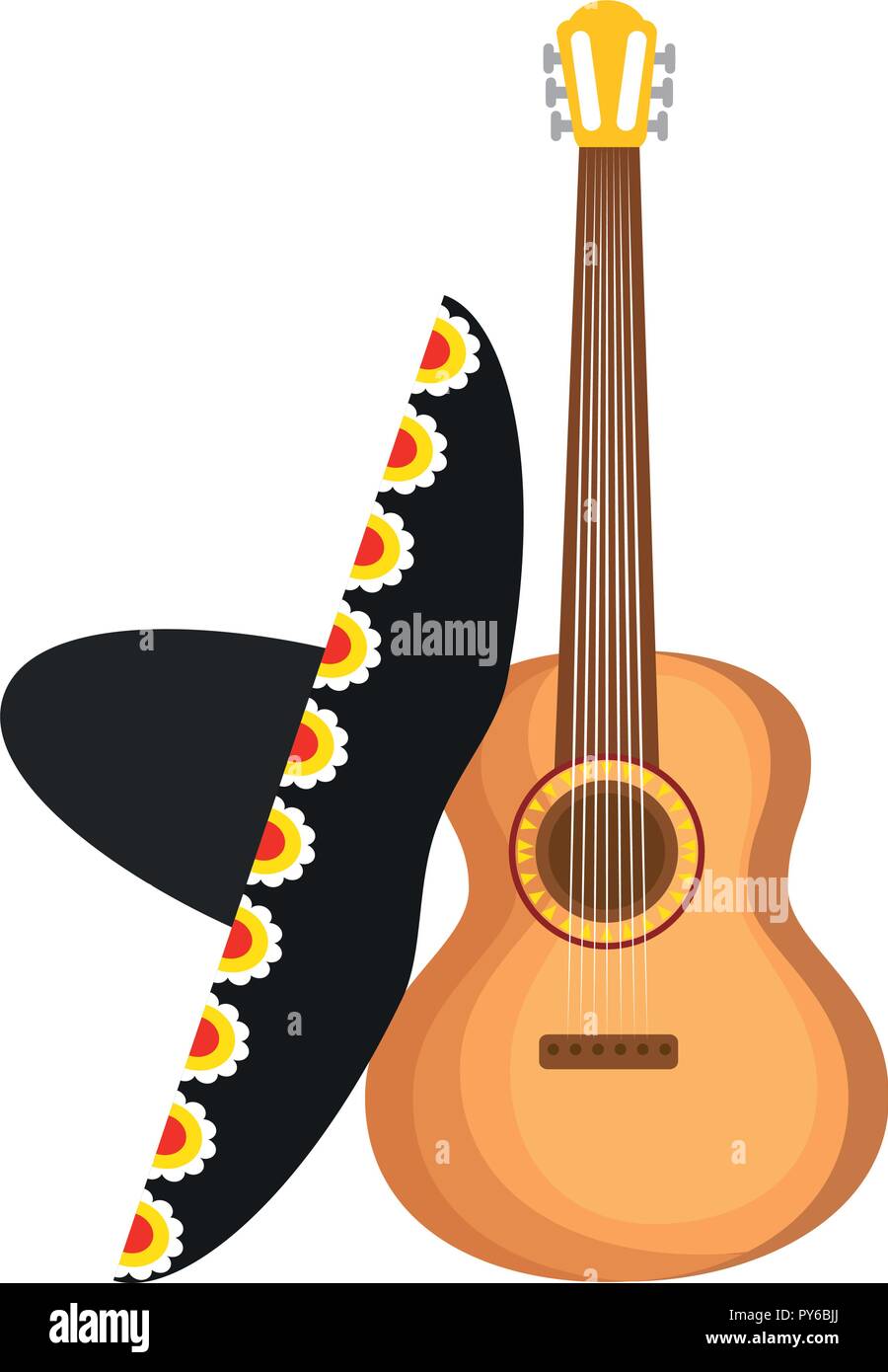 Guitarron mexicano con sombrero de mariachi, diseño de ilustraciones  vectoriales Imagen Vector de stock - Alamy