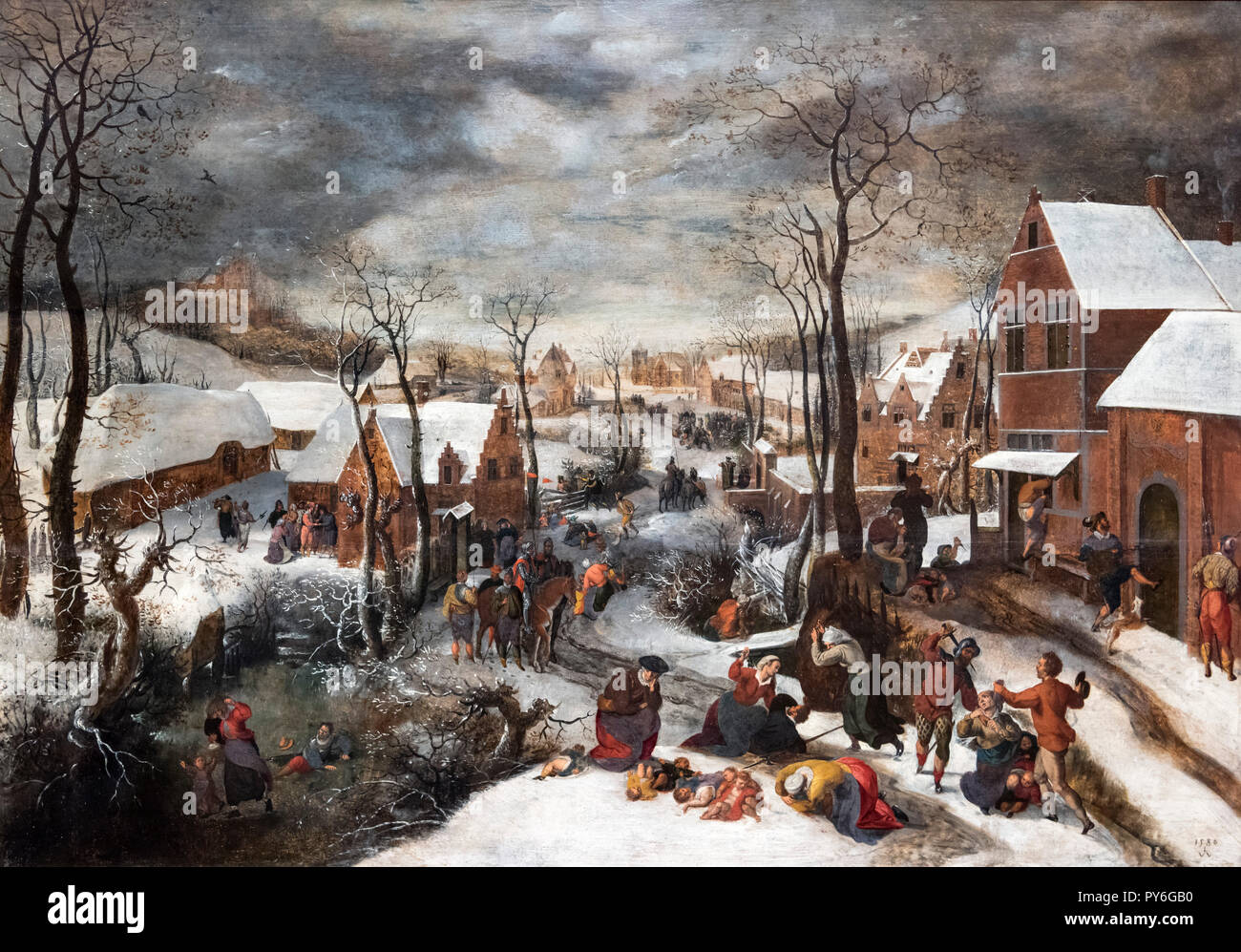 La matanza de los Inocentes Lucas van Valckenborch el anciano (c.1535-1597), óleo sobre panel, 1586 Foto de stock