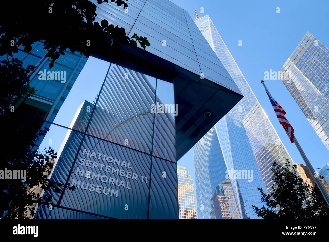 Exterior del Museo Memorial Nacional del 11 de septiembre en la Ciudad de Nueva York. Foto de stock