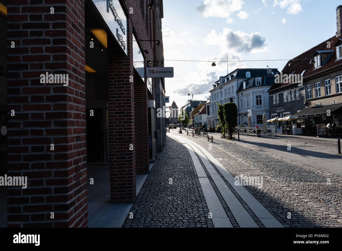 Roskilde, Dinamarca - 08.26.2018:vista de la calle en Roskilde, Dinamarca Foto de stock
