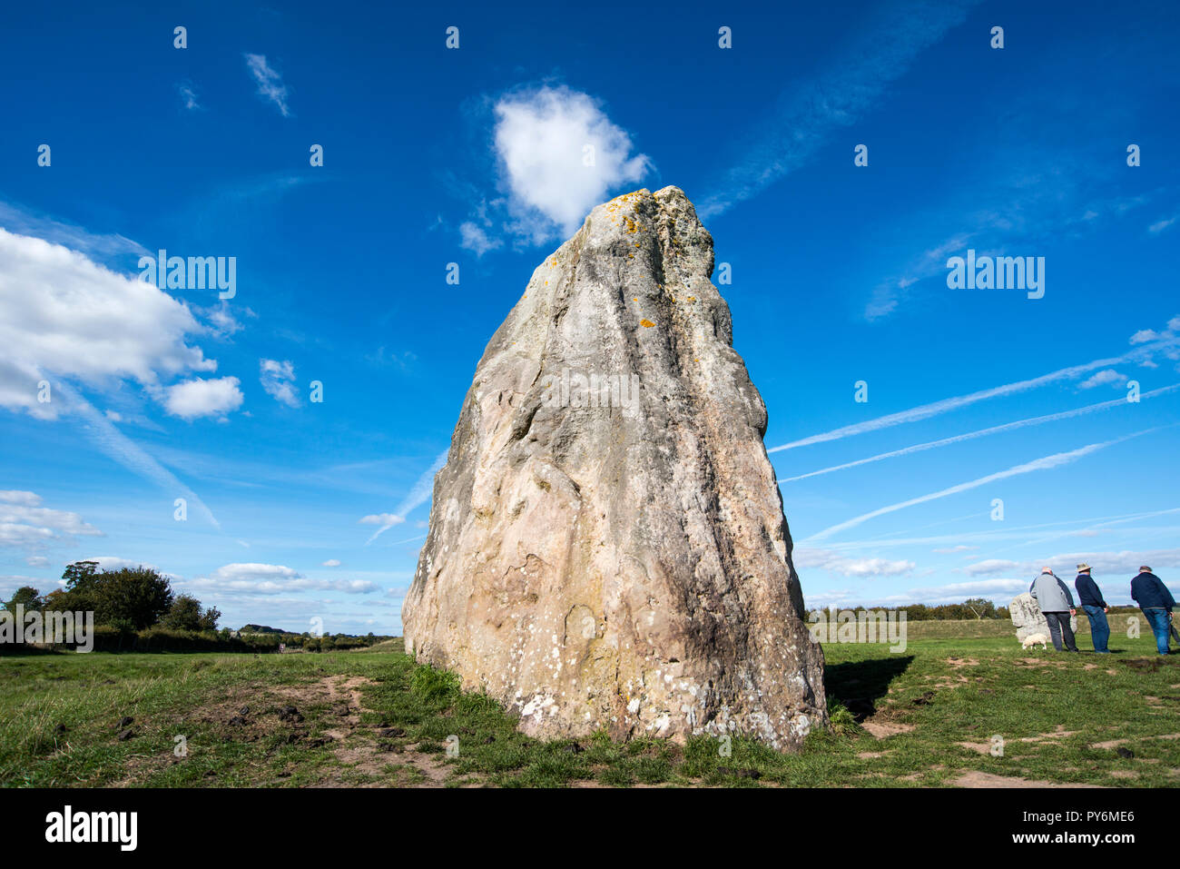 Una de las piedras que componen el Neolítico círculos de piedra de Avebury, en Wiltshire, Inglaterra, Reino Unido. Foto de stock