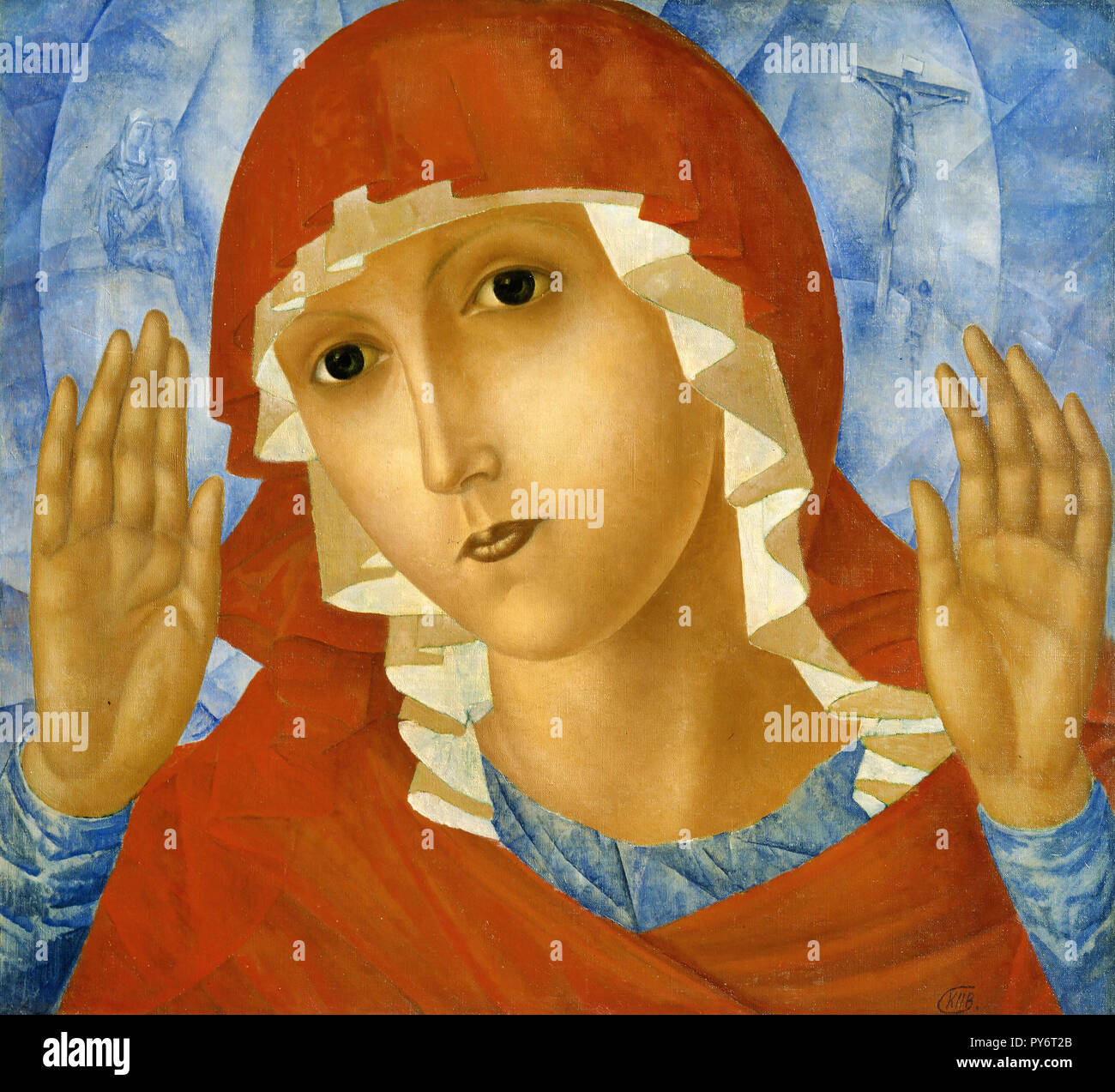 Kuzma Petrov-Vodkin, la Madre de Dios de la Ternura hacia el corazón malvado 1914 Óleo sobre lienzo, Museo Ruso, San Petersburgo, Rusia. Foto de stock