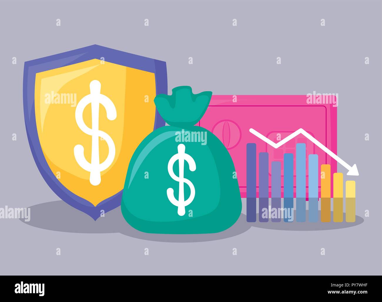 Caja de seguridad con economía y finanzas, diseño de ilustraciones  vectoriales iconos Imagen Vector de stock - Alamy