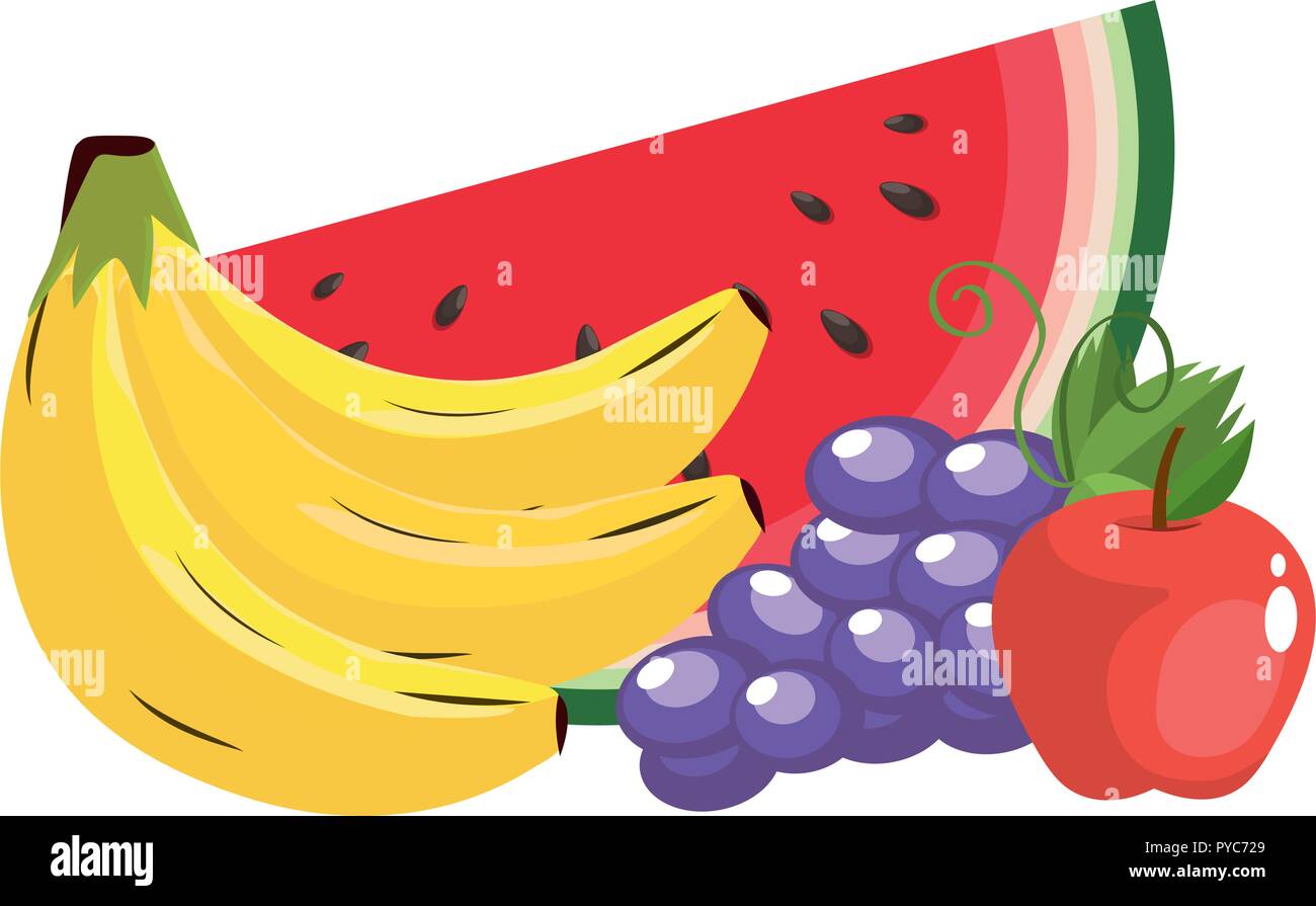 Deliciosas frutas dibujos animados Imagen Vector de stock - Alamy