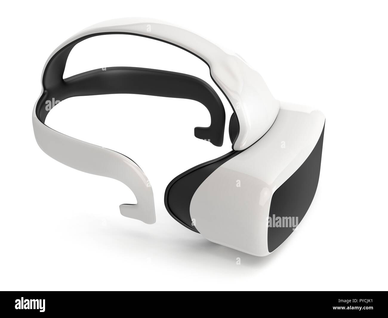 Casco de realidad virtual sobre fondo blanco, ilustración. Foto de stock