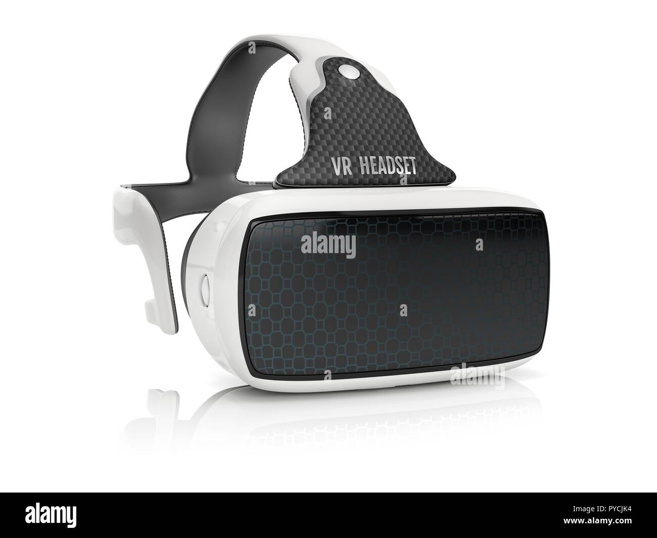Casco de realidad virtual sobre fondo blanco, ilustración. Foto de stock
