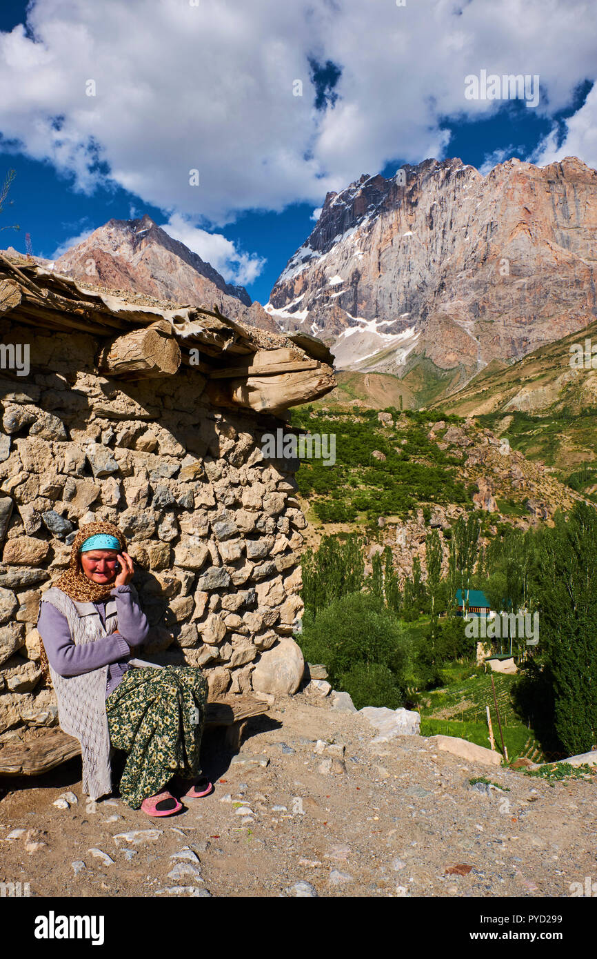 Tayikistán, en Asia Central, Montañas, Valle Yagnob Fann Foto de stock