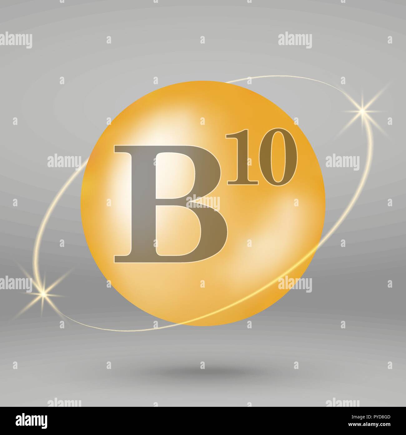 La vitamina B10 icono dorado. caída de cápsula de píldora. Vitamina  complejo diseño Imagen Vector de stock - Alamy