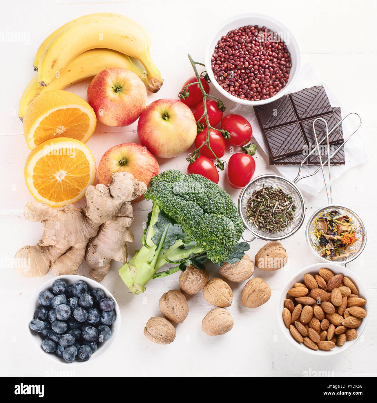 Fuentes Alimenticias De Antioxidantes Naturales Vista Desde Arriba Concepto De Dieta Saludable 3249