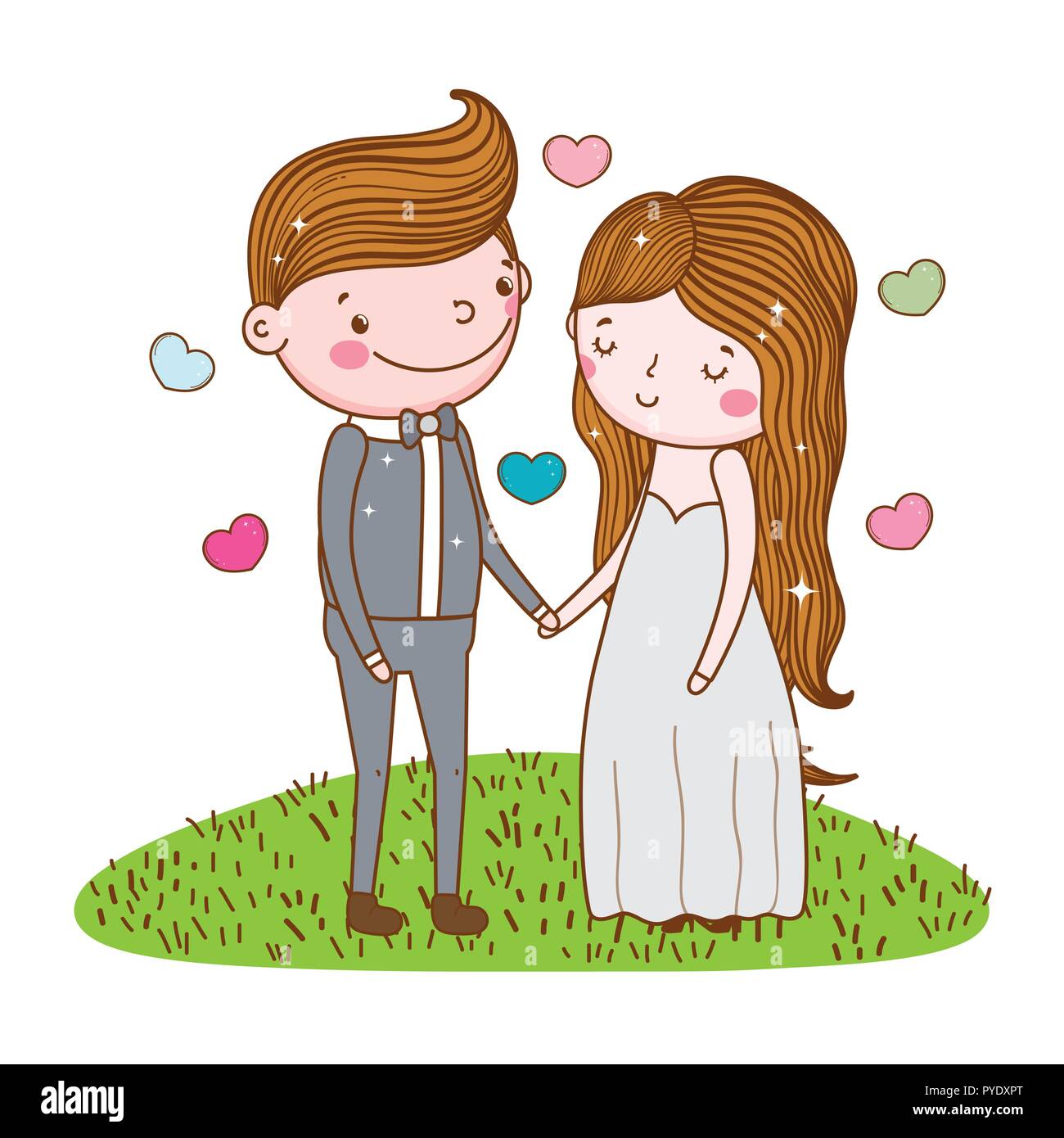 Mujer y hombre feliz matrimonio con corazones Imagen Vector de stock - Alamy