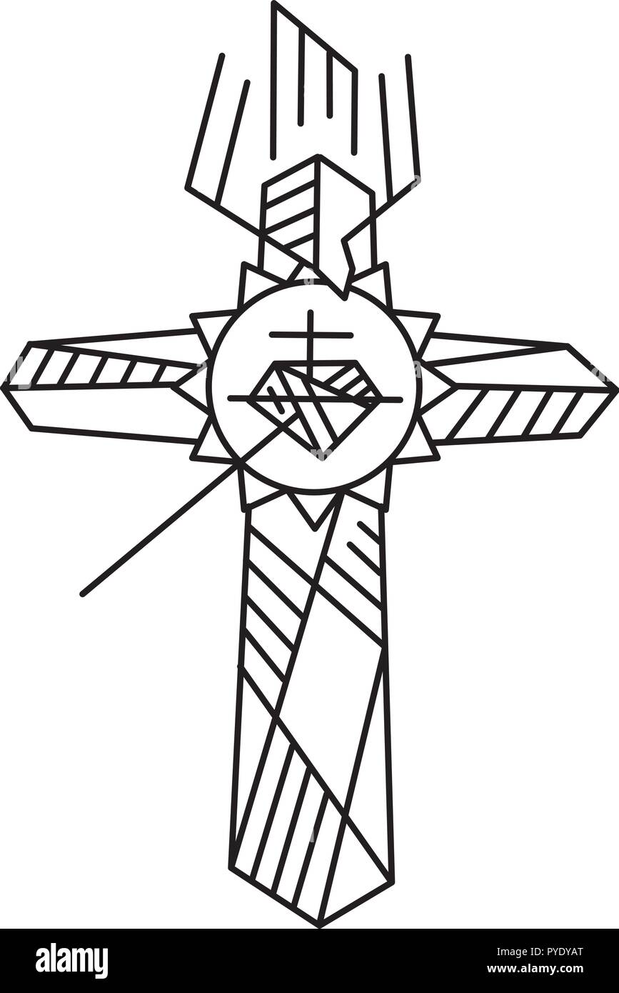 Ilustración vectorial dibujada a mano o un dibujo de un religioso símbolo  de cruz, la Cruz del apostolado Imagen Vector de stock - Alamy