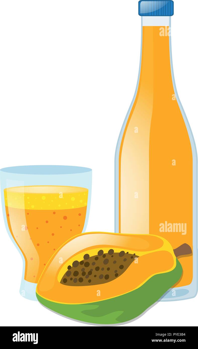 Papaya Fresca Y Zumo Ilustracion Imagen Vector De Stock Alamy