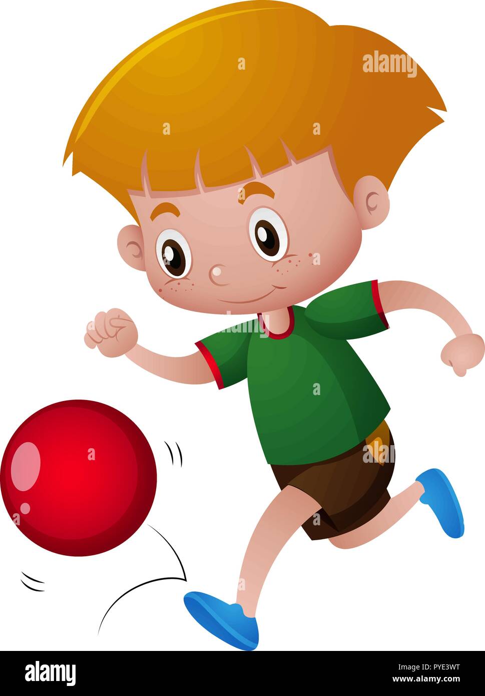 Niño jugando con la bola roja ilustración Imagen Vector de stock - Alamy