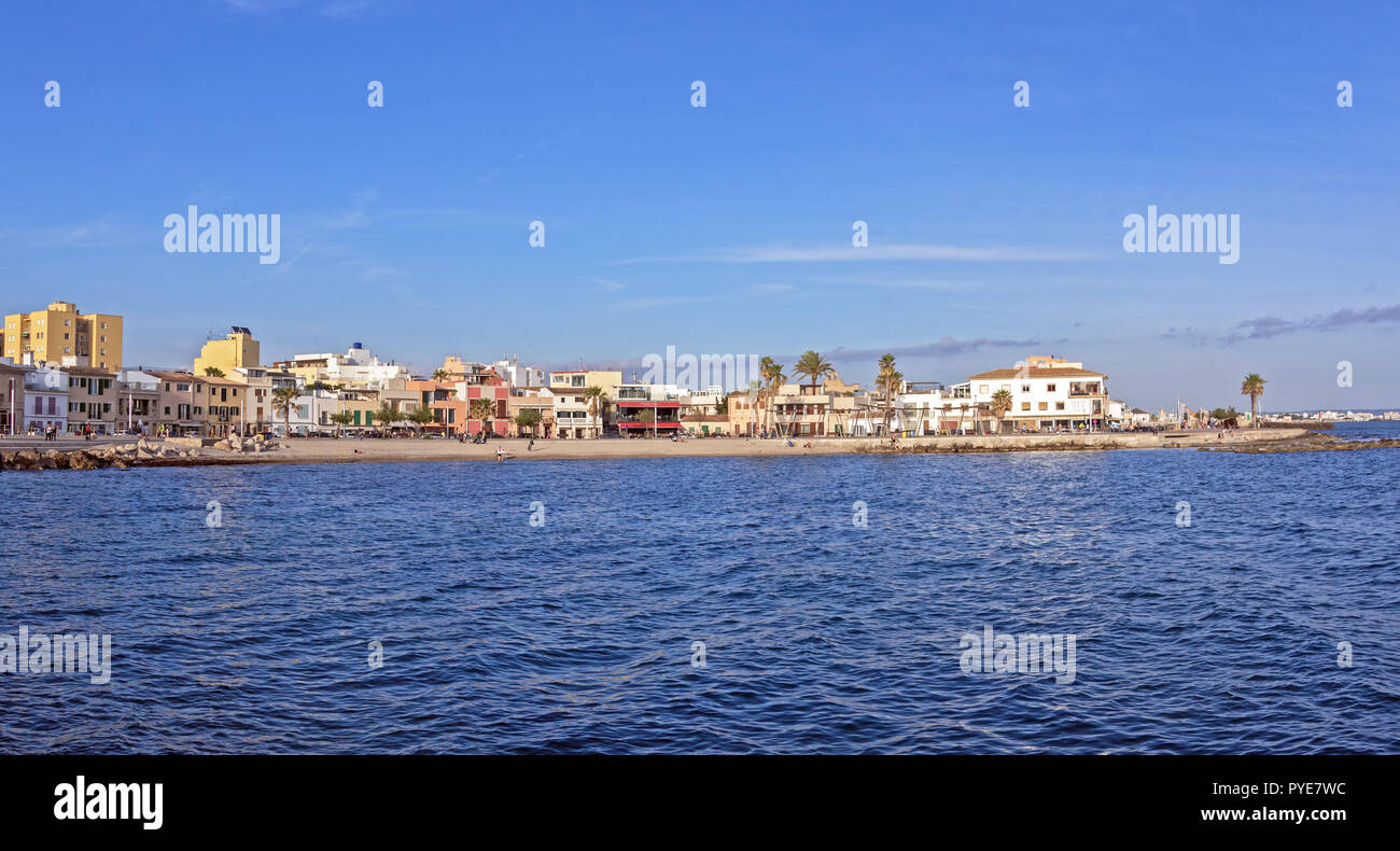 Vista panorámica de El Molinar en Mallorca, España Foto de stock