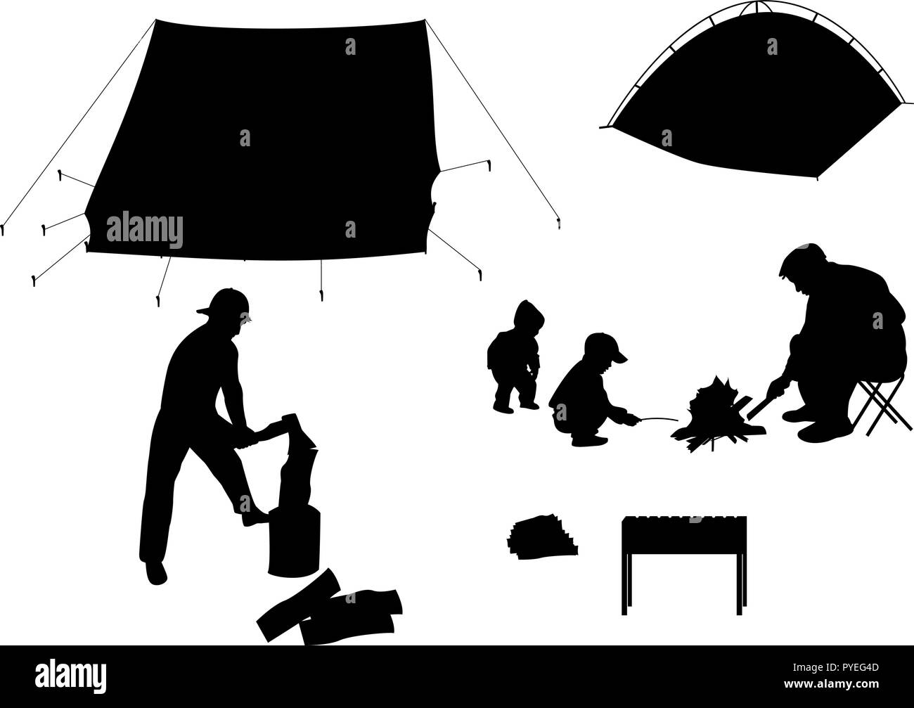 Camping con niños Ilustración del Vector