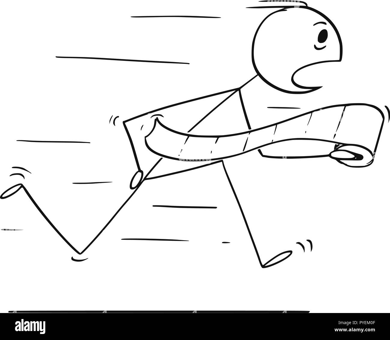 Caricatura de hombre corriendo en pánico al baño o baño o aseo con papel higiénico en la mano Ilustración del Vector