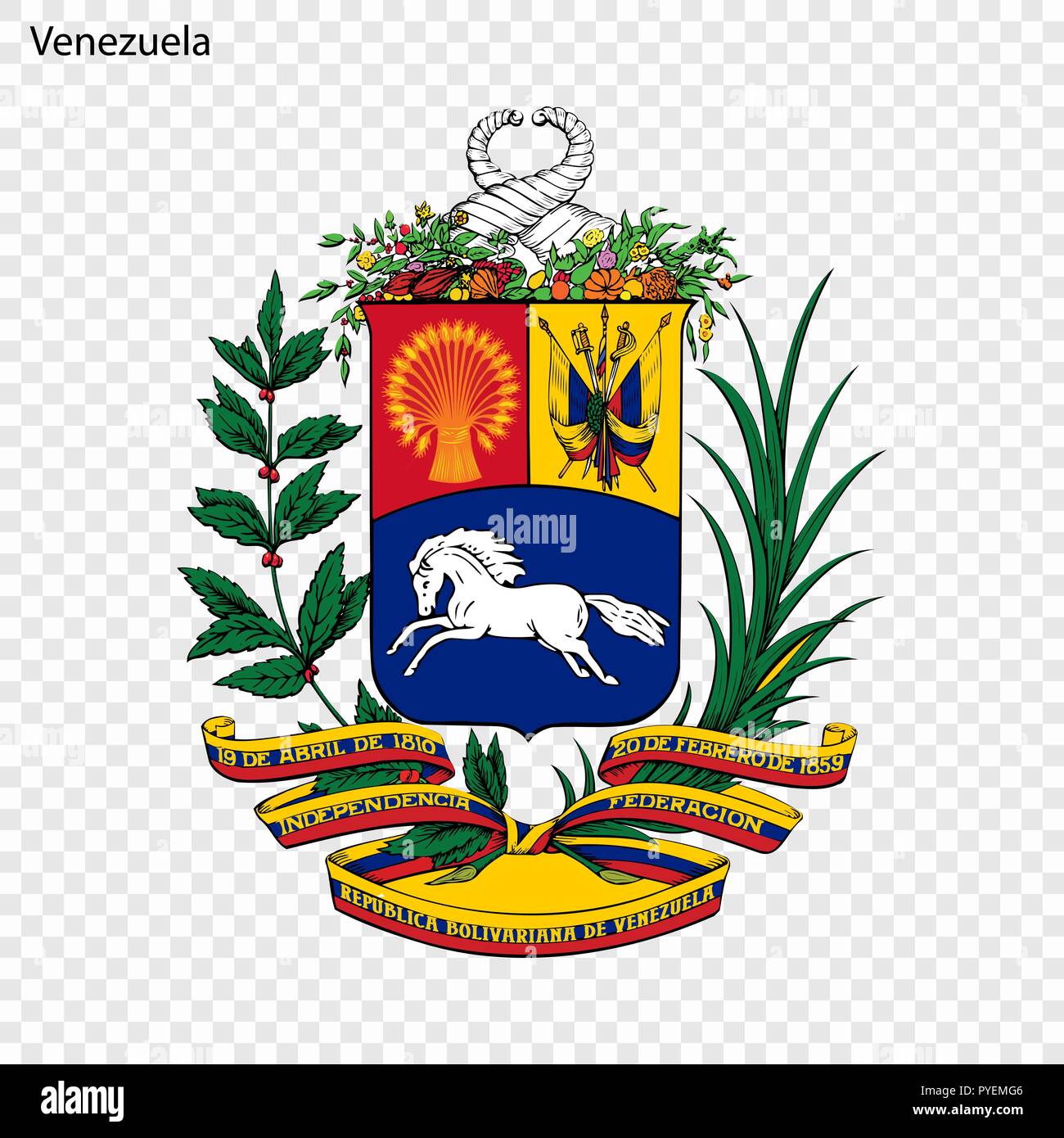 Emblema de Venezuela. Símbolo nacional Imagen Vector de stock - Alamy