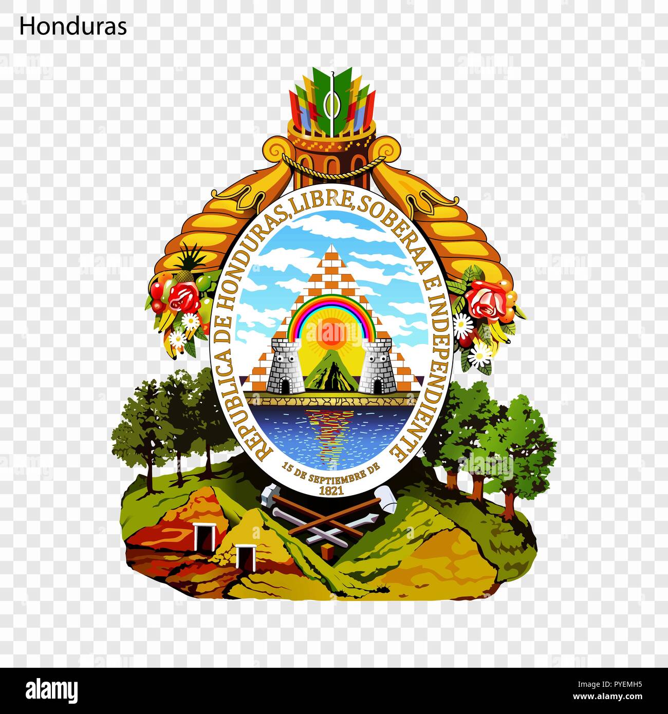 Símbolo de Honduras. Emblema nacional Imagen Vector de stock Alamy