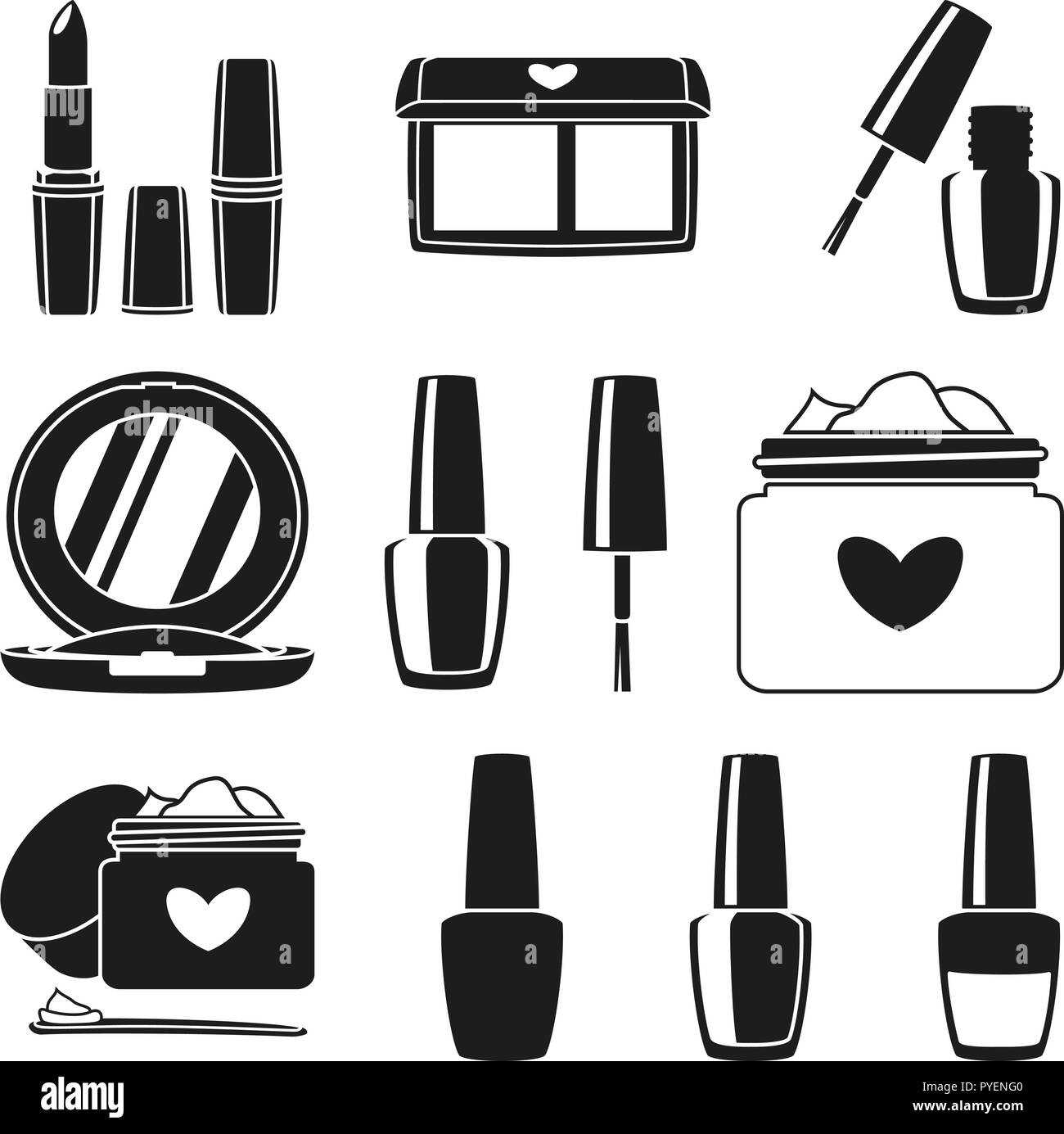 11 en blanco y negro maquillaje elementos silueta Imagen Vector de stock -  Alamy