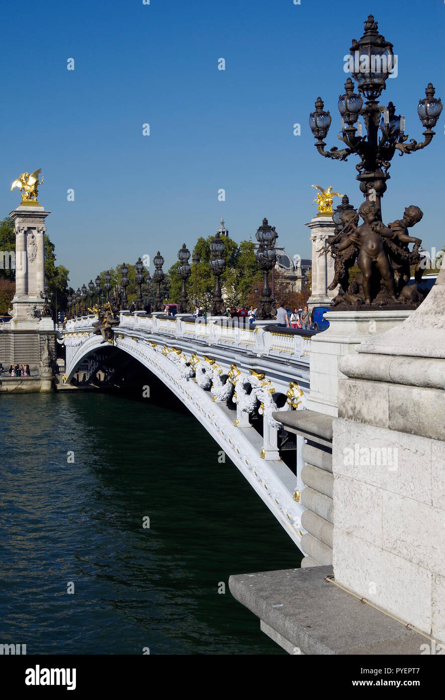 París, Francia. El Grand Palais, el Petit Palais y el puente Alejandro III, establecidas en un plan formal formado en el sitio de la Exposición Universal. Foto de stock