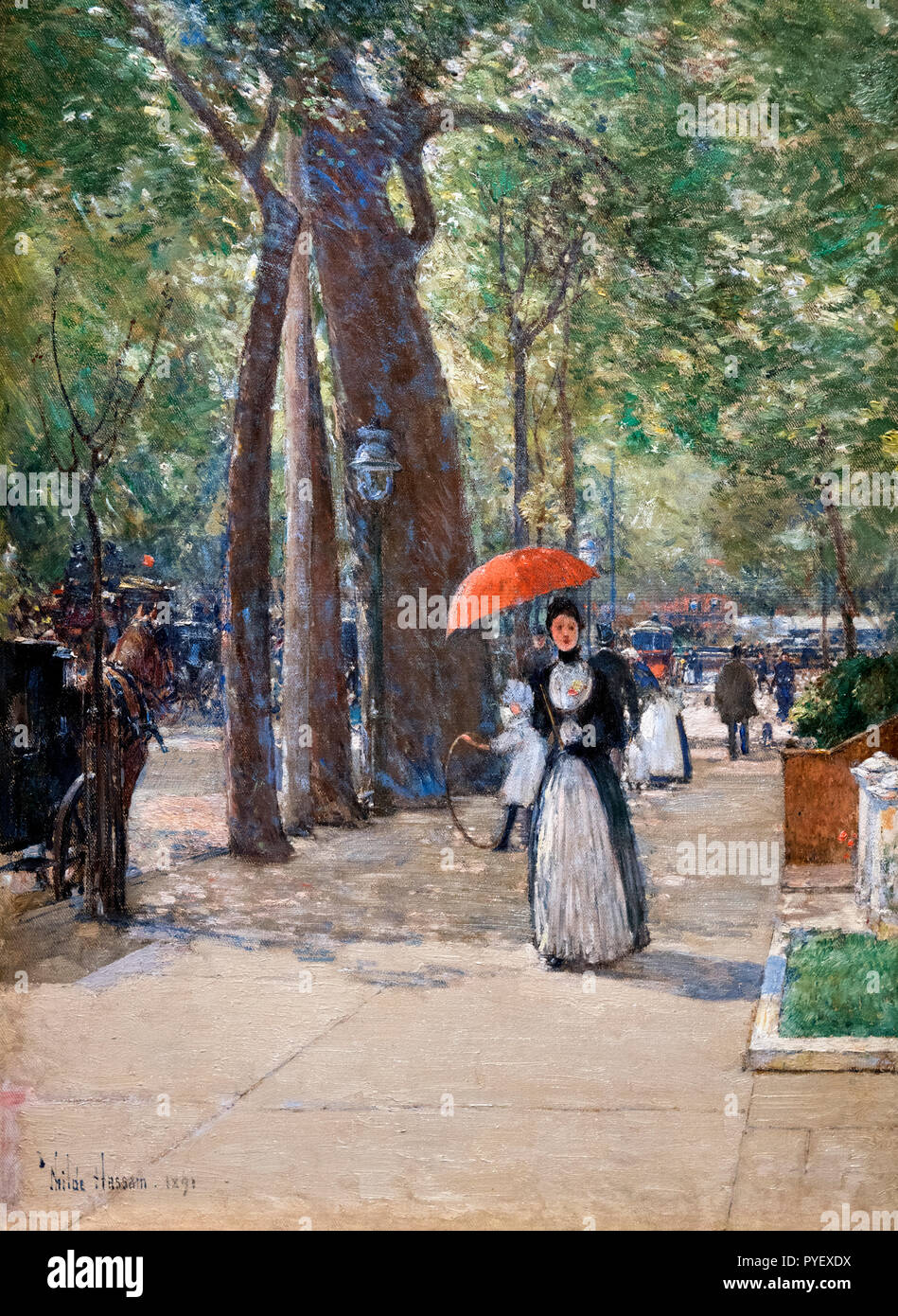 Fifth Avenue en Washington Square, Nueva York por Childe Hassam (1859-1935), óleo sobre lienzo, 1891 Foto de stock