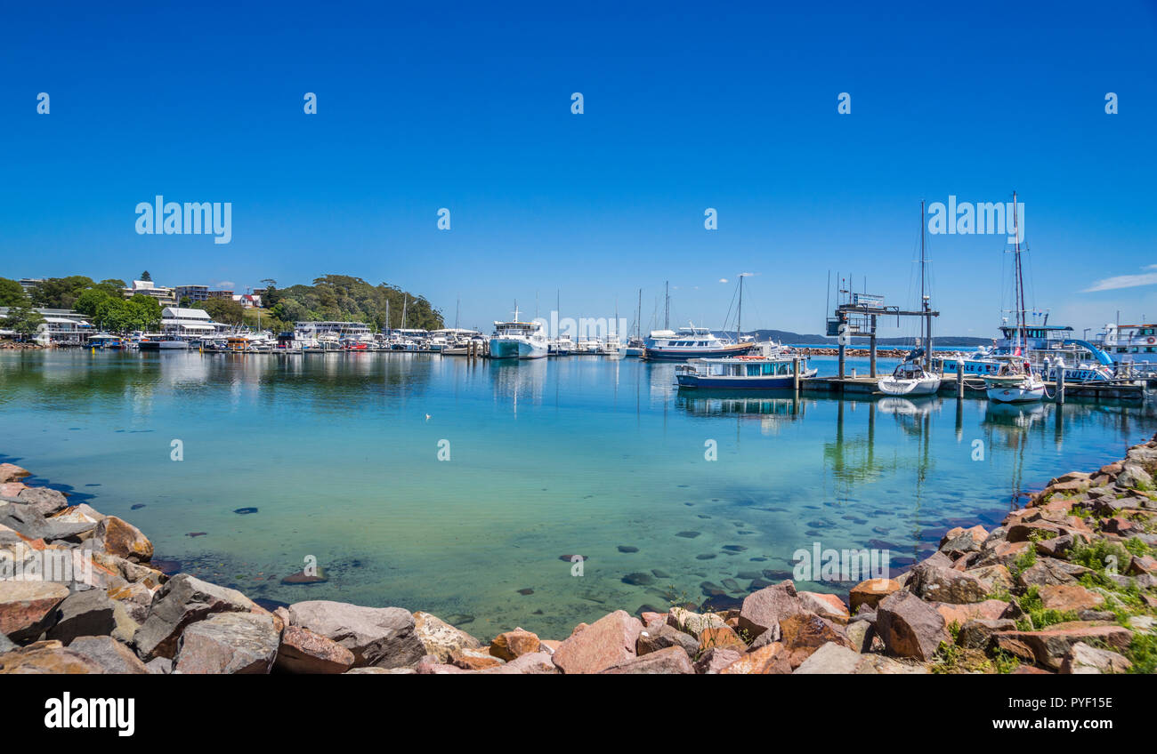 Nelson Bay Marina, Nelson Bay, Port Stephens, la Región de Hunter, Nueva Gales del Sur, Australia Foto de stock