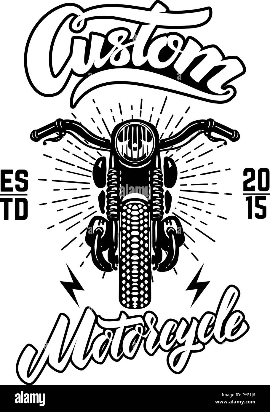 Las motocicletas custom. Emblema plantilla con moto. Elemento de diseño  para el logotipo, la etiqueta, el cartel, poster, camiseta. Ilustración  vectorial Imagen Vector de stock - Alamy