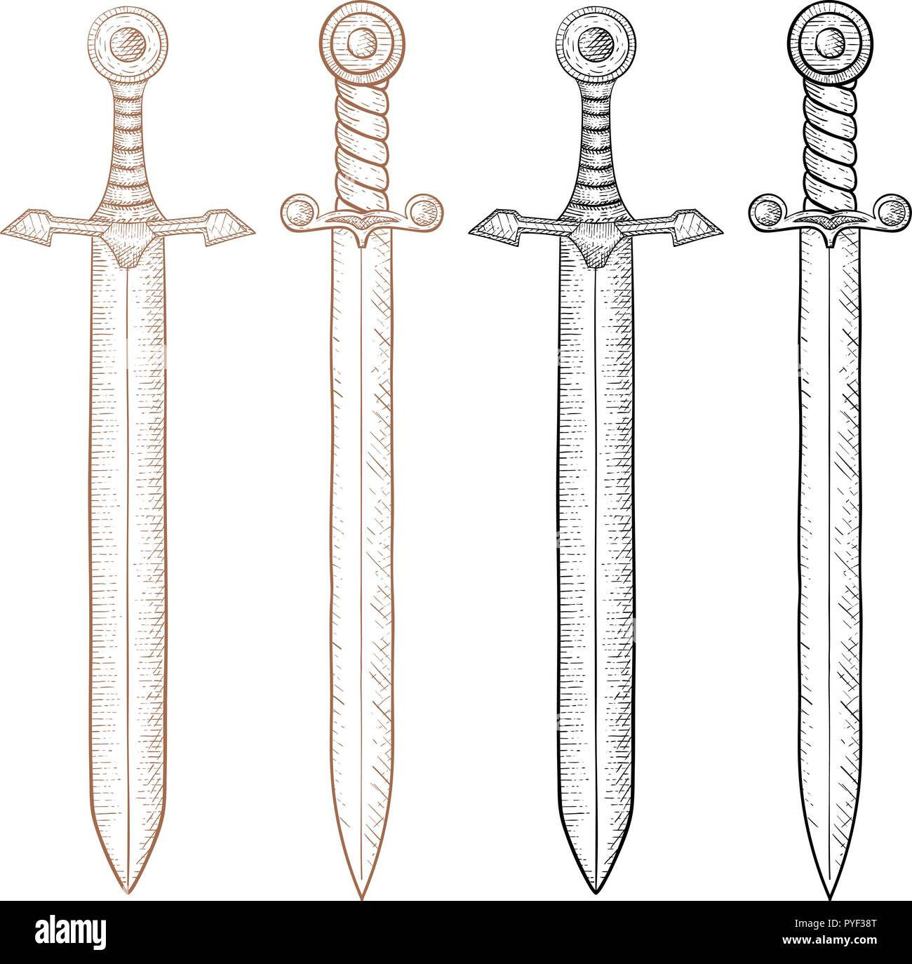 Espada. Boceto dibujados a mano Imagen Vector de stock - Alamy