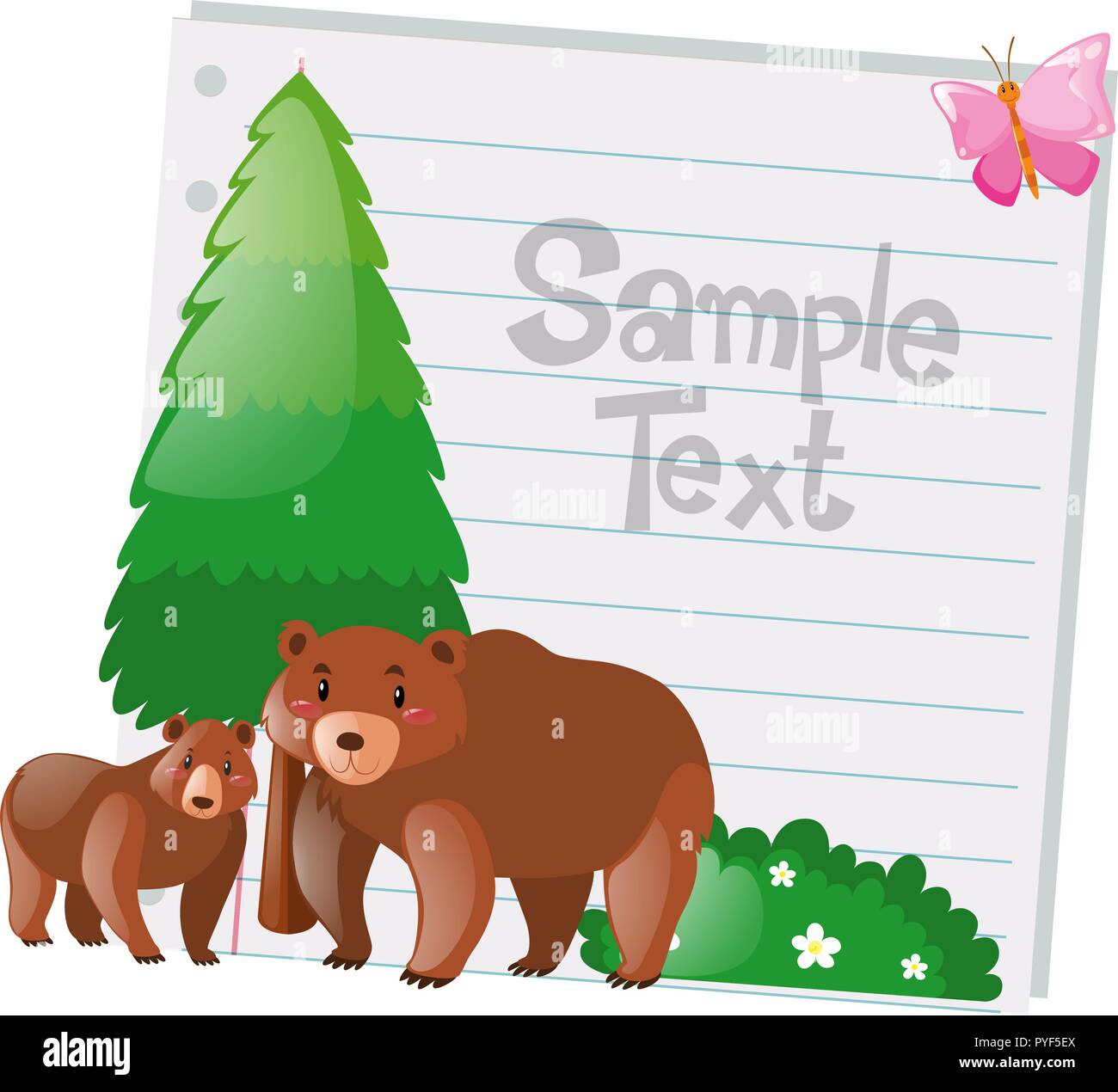 Diseño de papel con dos osos ilustración Ilustración del Vector