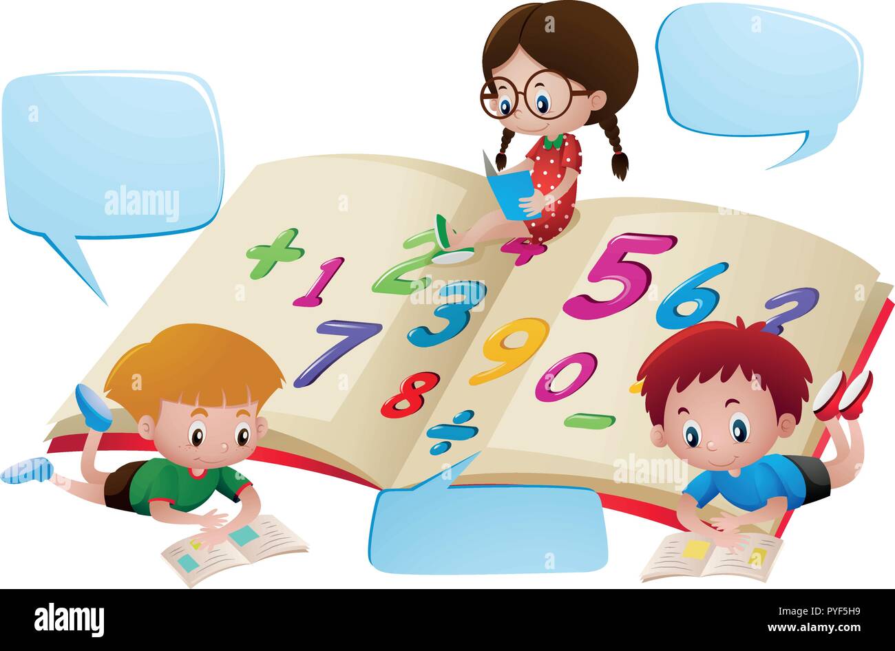 Discurso de burbuja plantilla con niños estudiar matemáticas ilustración  Imagen Vector de stock - Alamy