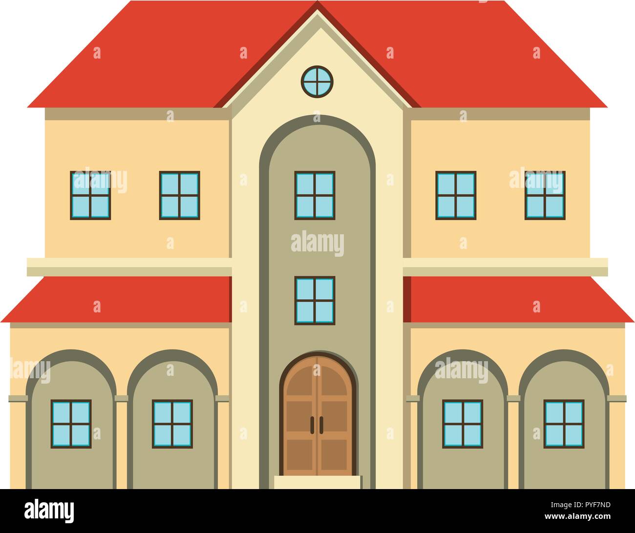 Casa grande con muchas ventanas ilustración Imagen Vector de stock - Alamy