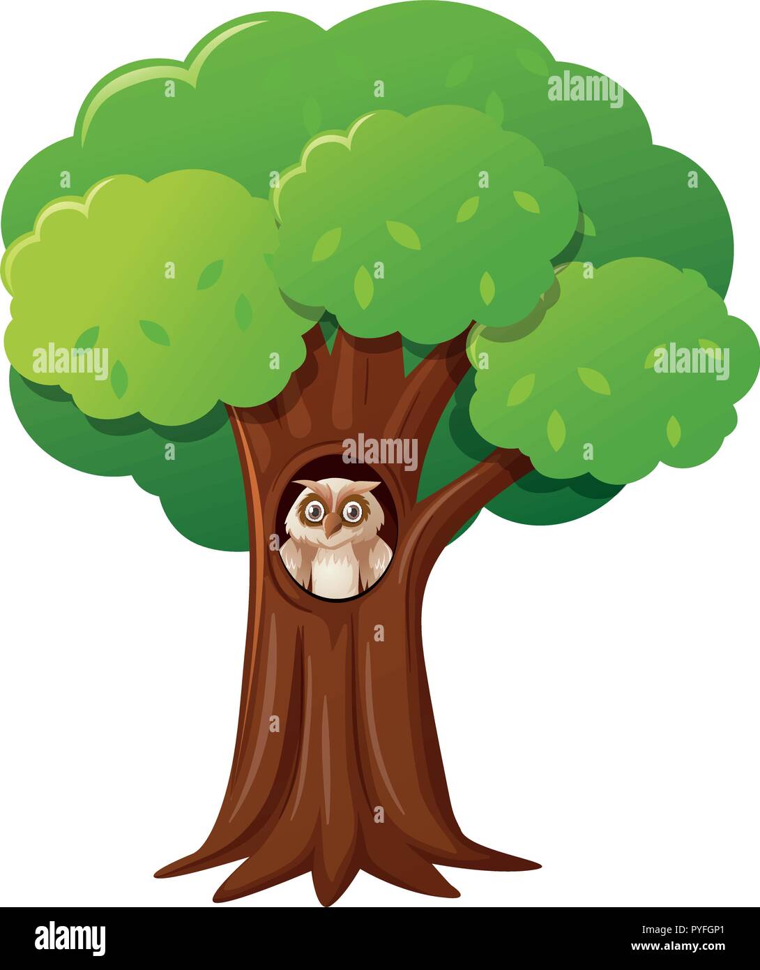 Owl en la ilustración del árbol hueco Ilustración del Vector