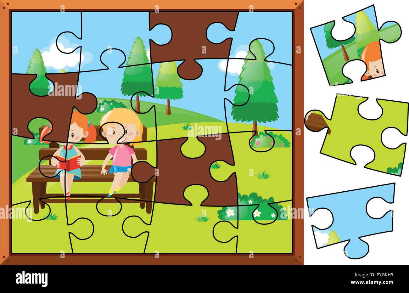 Las piezas de un rompecabezas de niños jugando ilustración Imagen Vector de  stock - Alamy