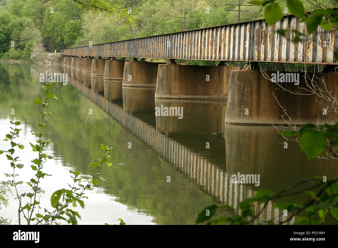 Pie James River Bridge, sendero para caminatas en el Sendero de los Apalaches, Virginia Foto de stock