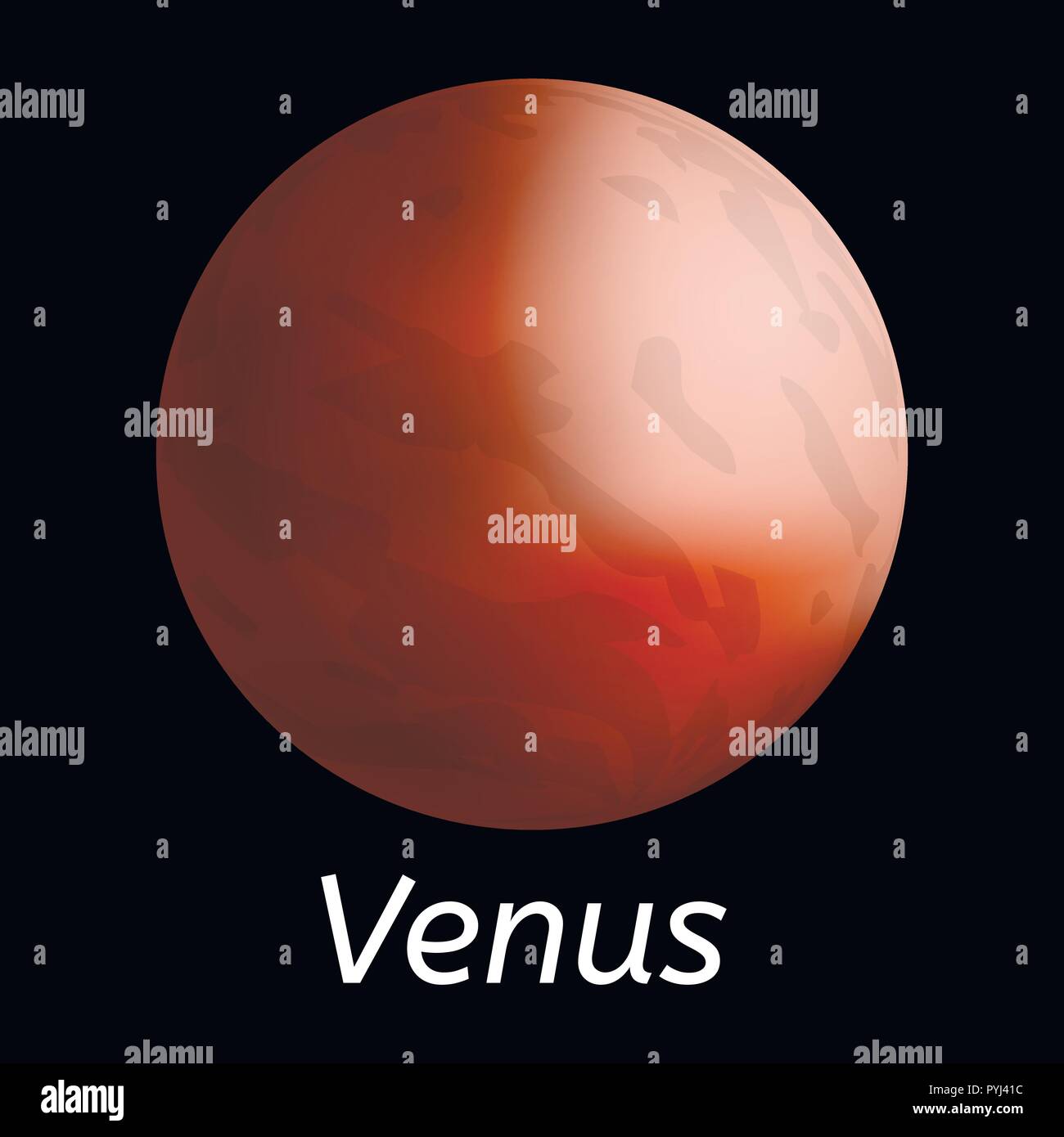 Planeta Venus, icono de estilo realista Ilustración del Vector