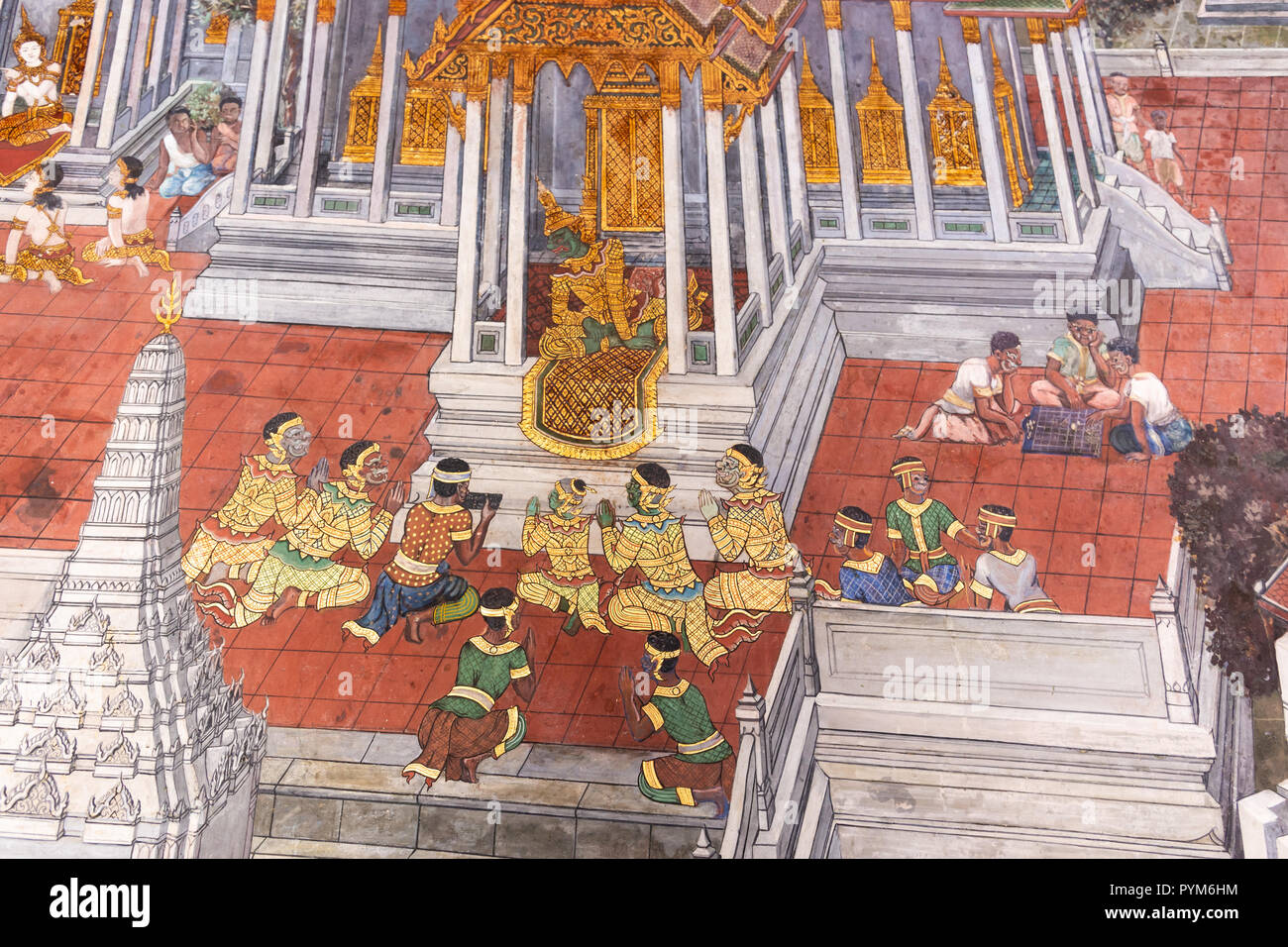 La Pintura Tradicional Tailandes Arte De Pared De Ramayana