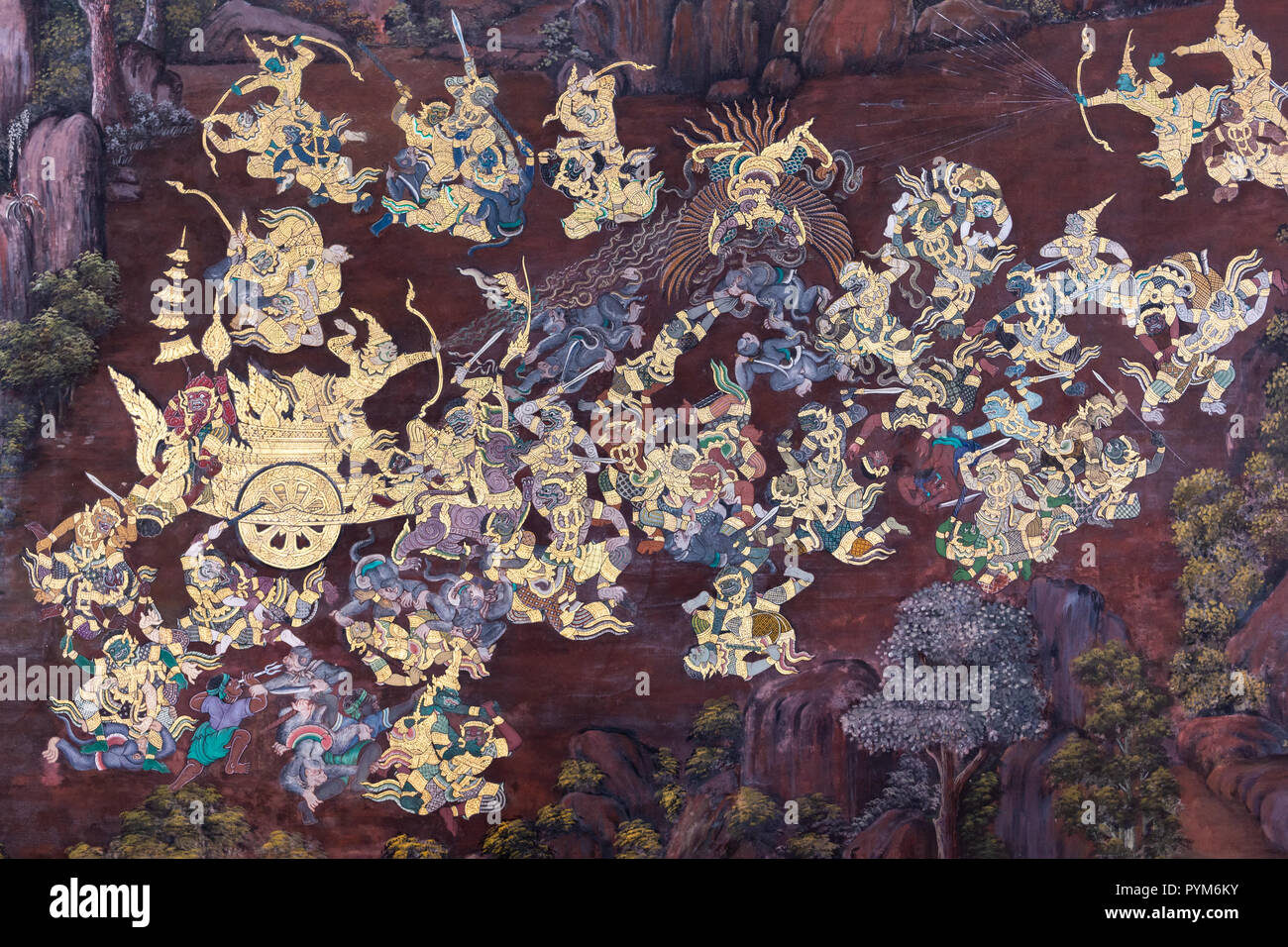 La Pintura Tradicional Tailandes Arte De Pared De Ramayana