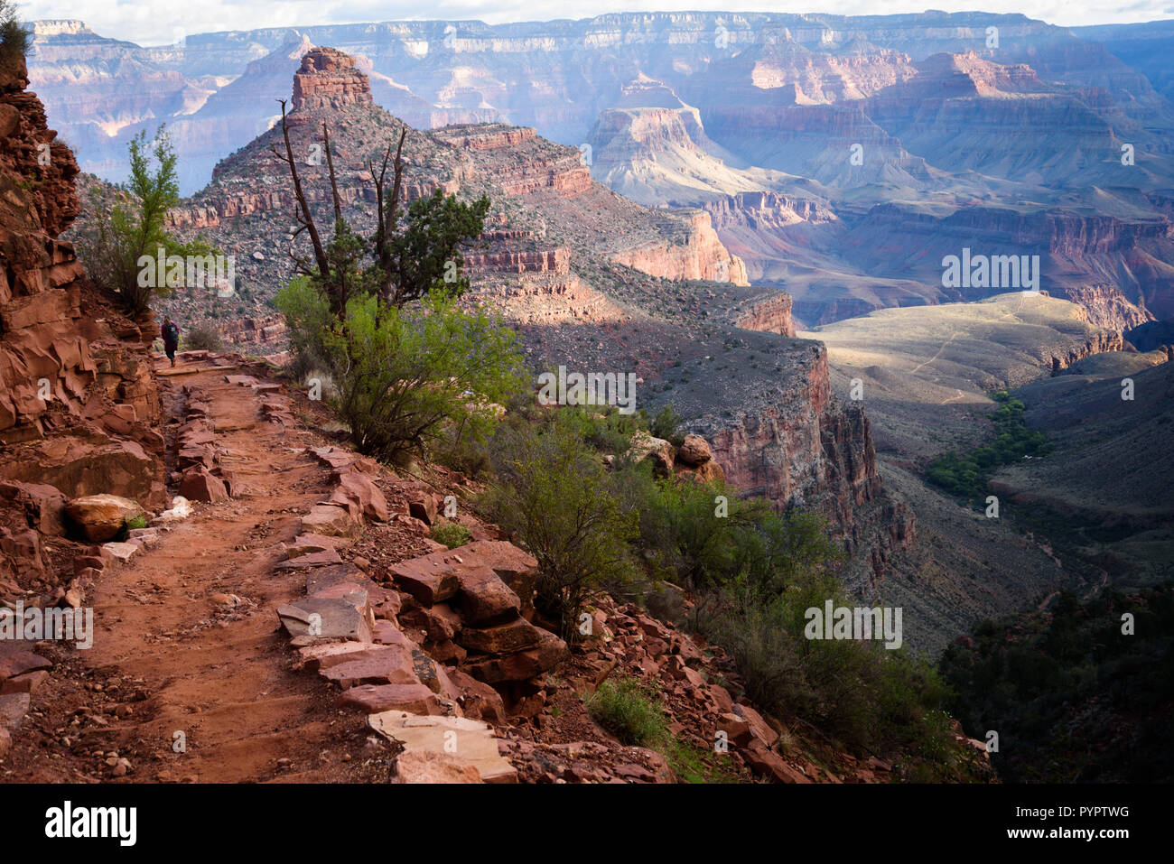 Senderismo El sendero Bright Angel, el Parque Nacional del Gran Cañón, Arizona, EE.UU. Foto de stock