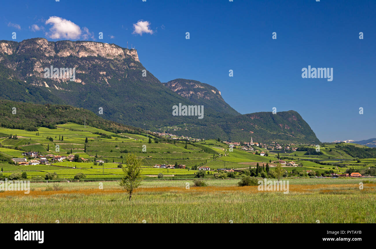 Biotopo en el lago de Caldaro", Tirol del Sur Foto de stock