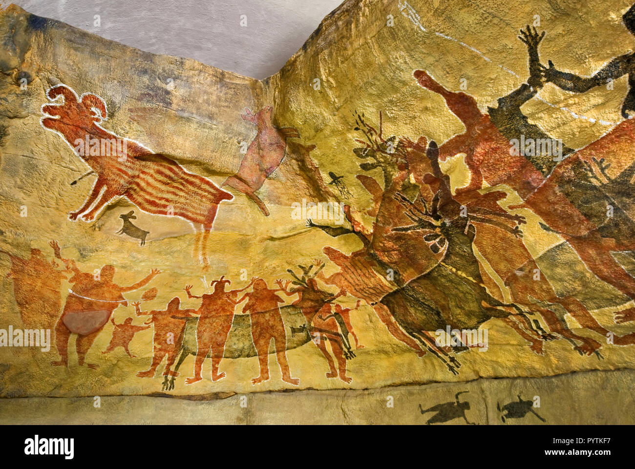 Las réplicas de las pinturas rupestres en el Museo de San Ignacio, Baja California Sur, México Foto de stock