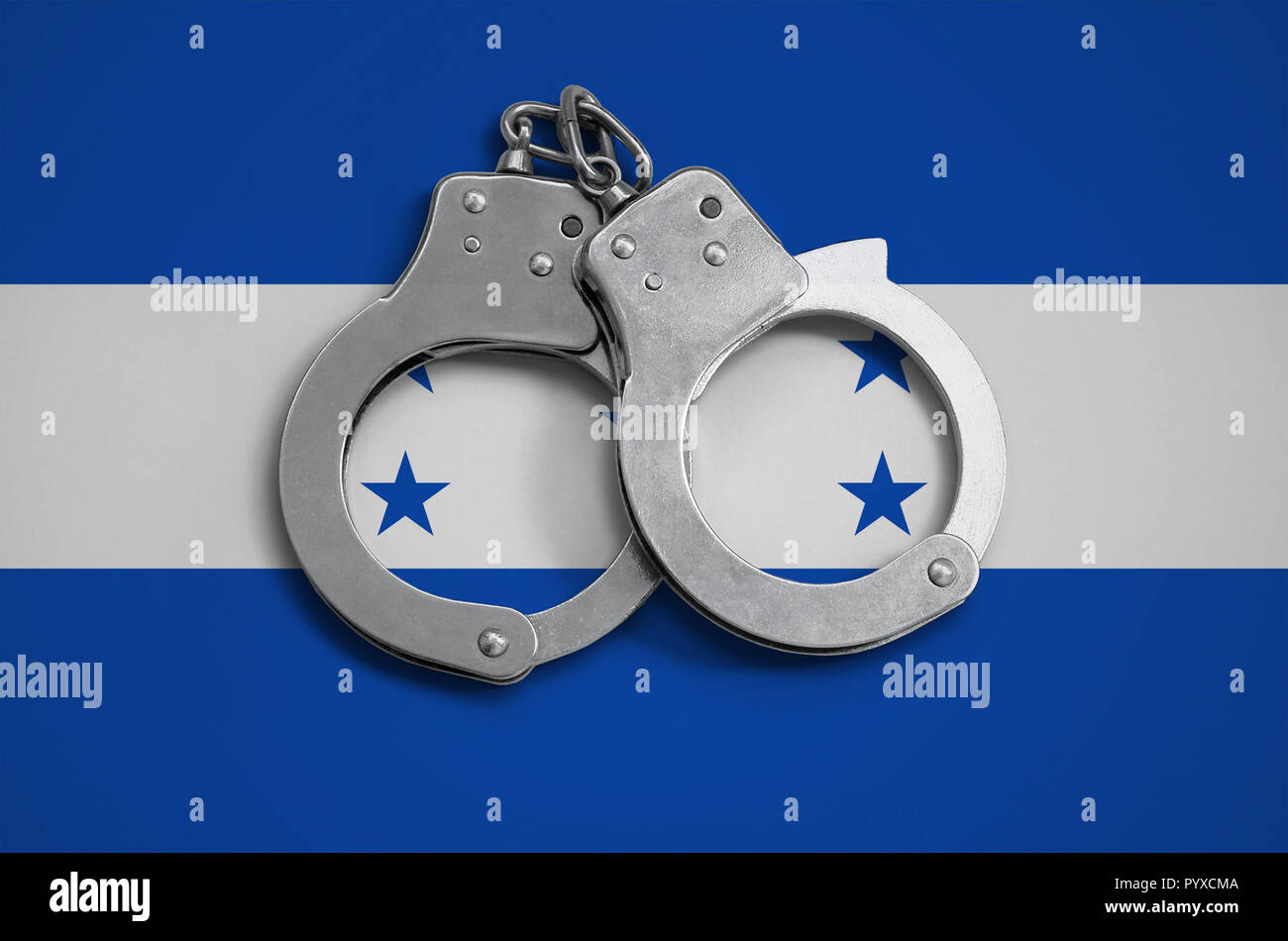 Honduras Bandera Y Esposas Policiales El Concepto De La Observancia De 