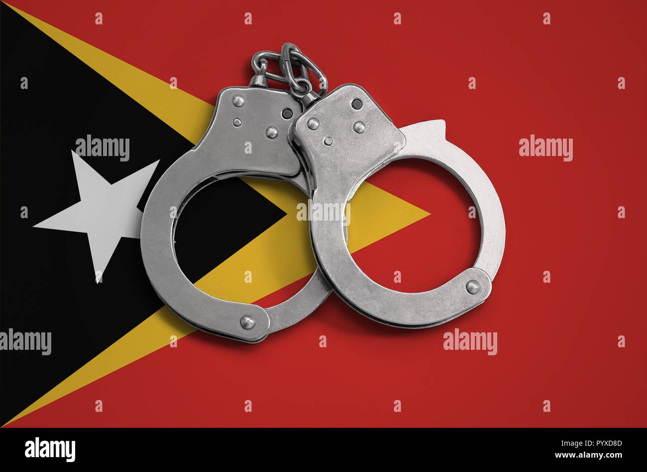 Timor Leste Bandera Y Esposas Policiales El Concepto De La Observancia 