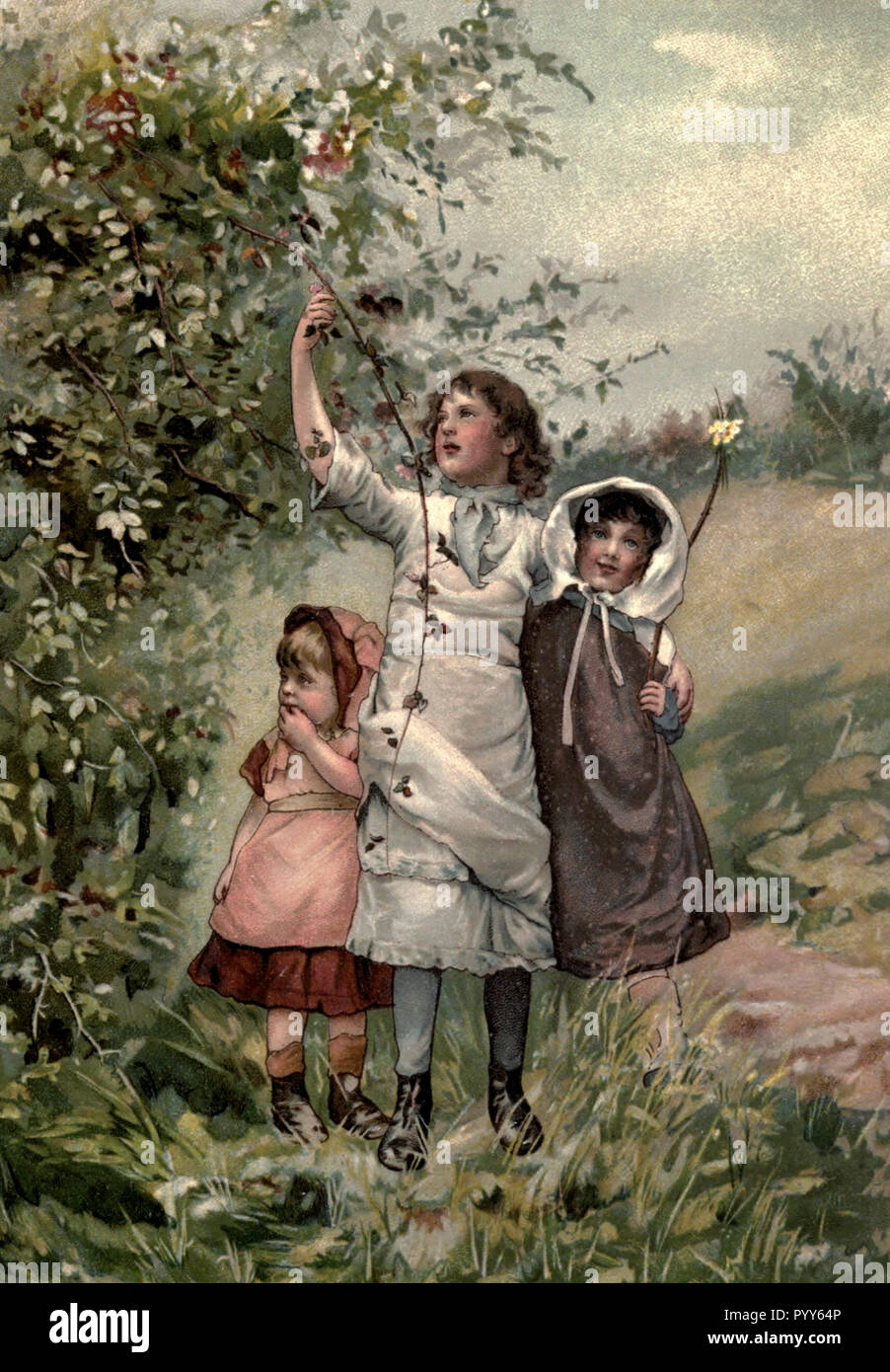 La época dorada de la infancia en la época victoriana Foto de stock