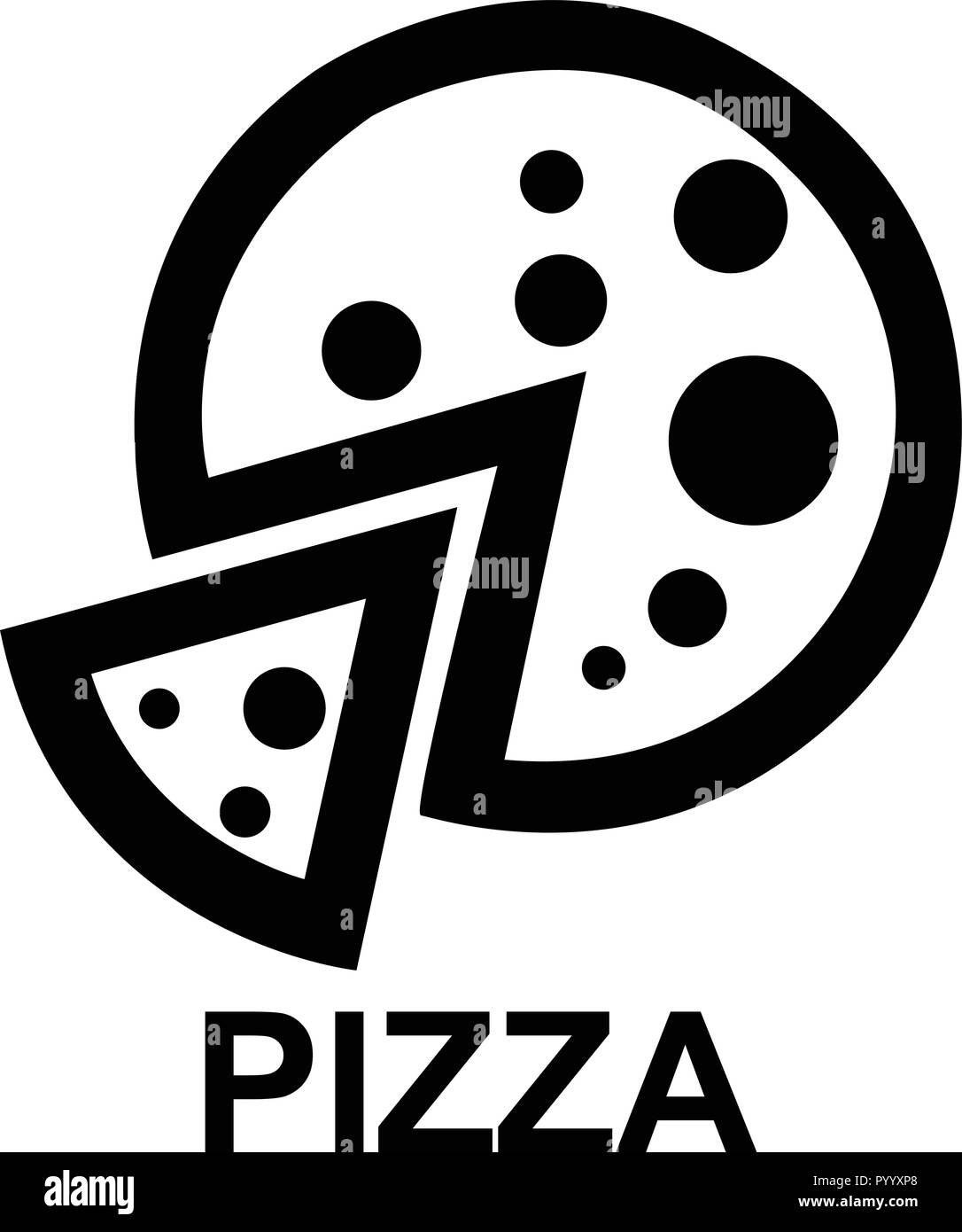 Icono de pizza con un trozo cortado de ella Ilustración del Vector