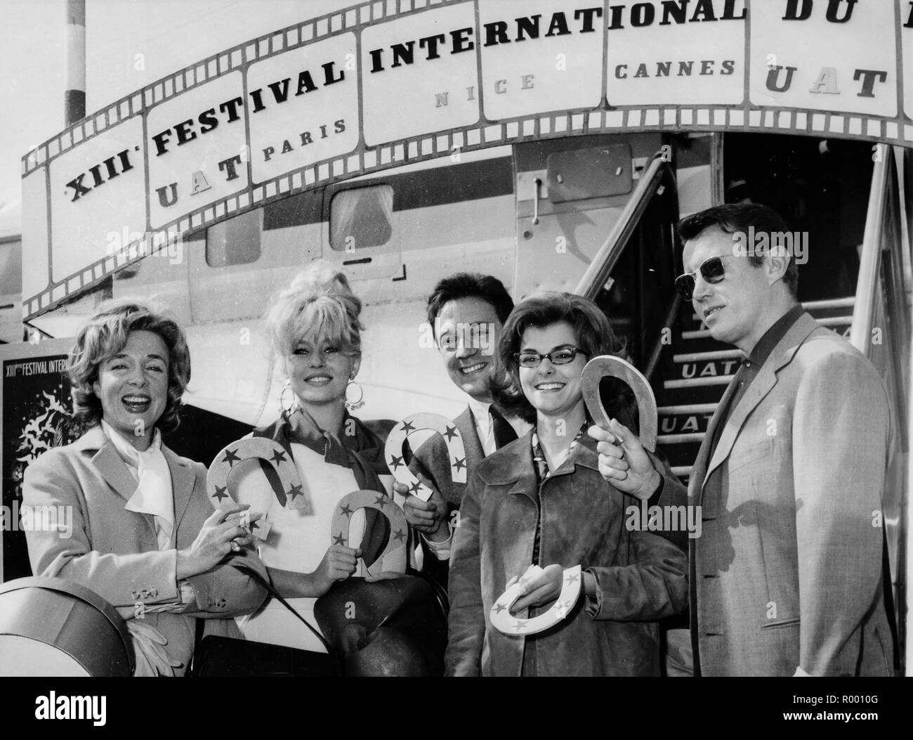Micheline Presle, Annette stroyberg, Jean-Pierre Cassel, perrette pradier, Michel auclair, 1960 Foto de stock