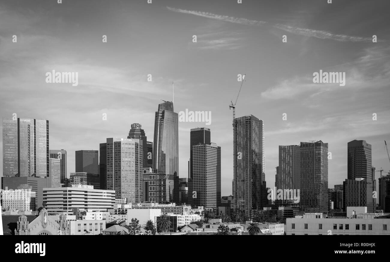 Puesta de sol paisaje urbano de Los Angeles Foto de stock