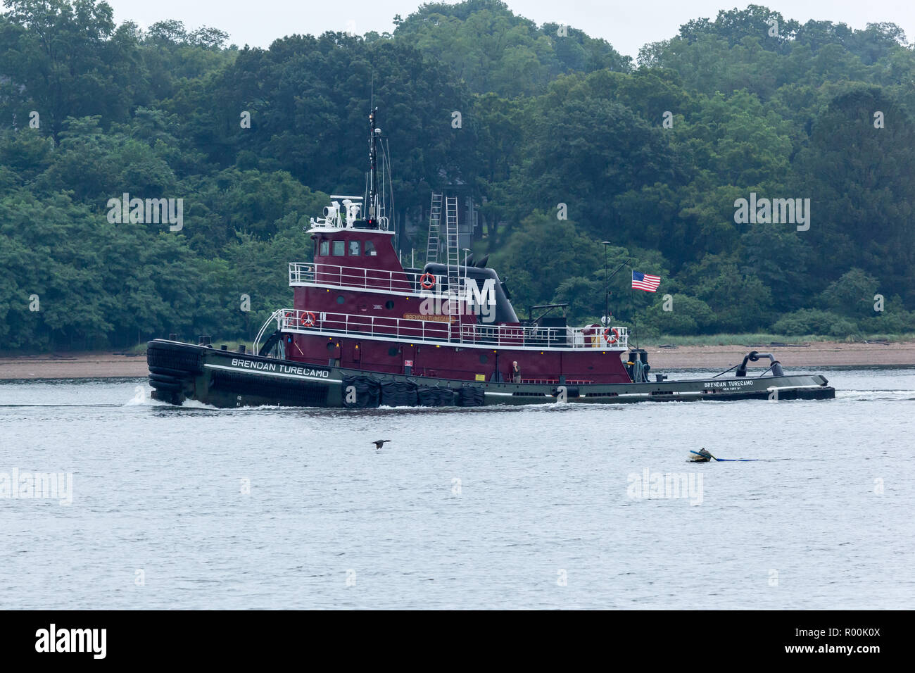 PERTH AMBOY, Nueva Jersey - Agosto 7, 2017: el remolcador Turecamo Brendan viaja el Arthur Kill entre Nueva Jersey y Staten Island. Foto de stock