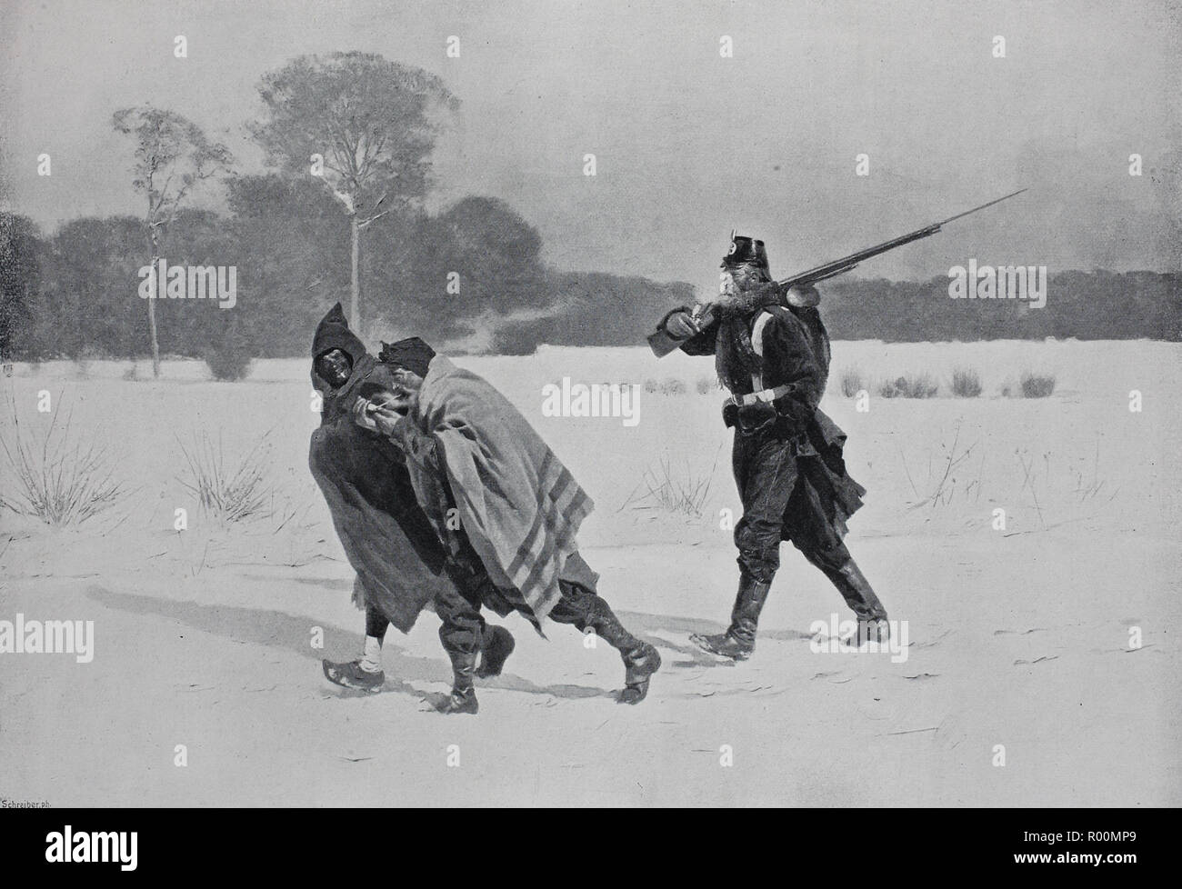 Mejor reproducción digital, Soldado de escoltas a dos prisioneros de guerra, impresión original desde el año 1899 Foto de stock